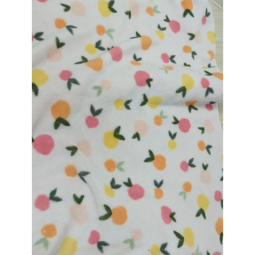 Cloud Island Fruit print pattern white pink orange baby blanket soft plush